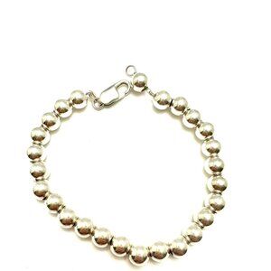Made in Italy  Large Bead Bracelet 8.5 inch Sterling Silver Stamped 925 8MM